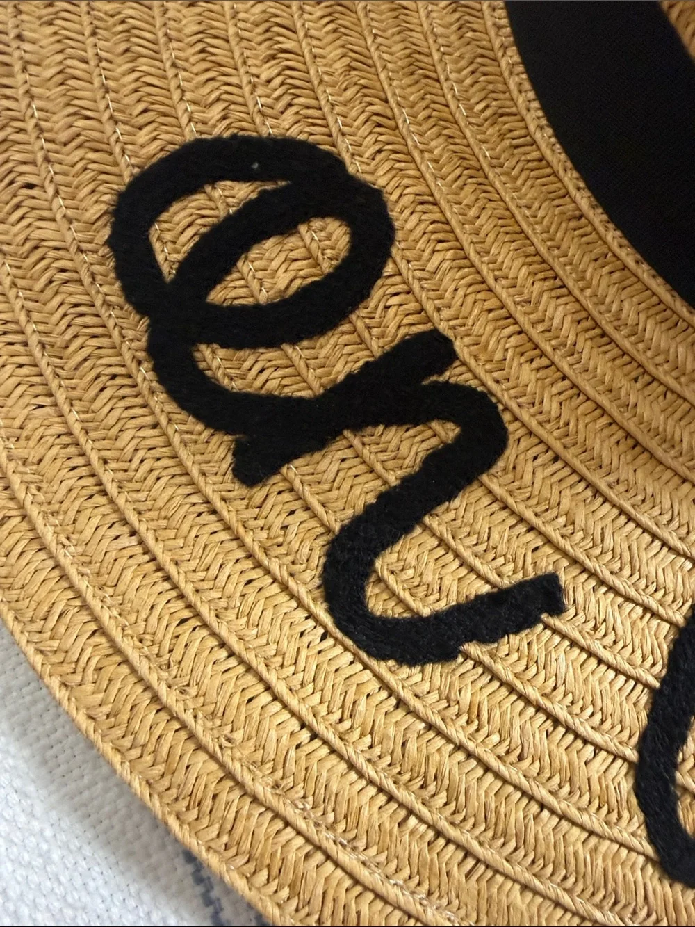 On Vacay Oversized Floppy Straw Sun Hat Embroidered Beach Vacation